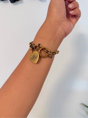 Juicy Couture Gold Heart Toggle Charm Bracelet